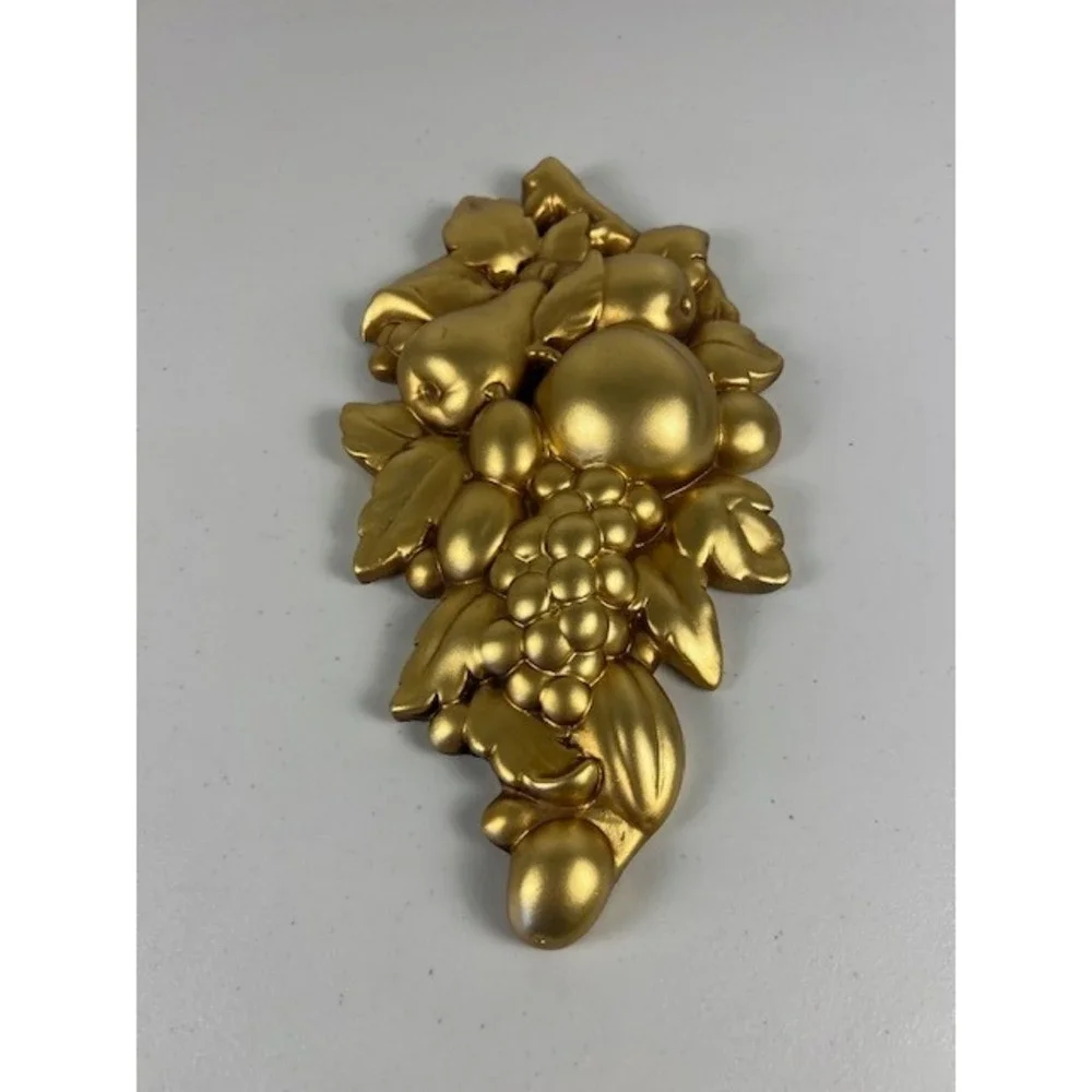 Vintage Roman Art Co Gold Fruit Wall Chalkware Resin Plaque Mid‎ Century 14 Inch